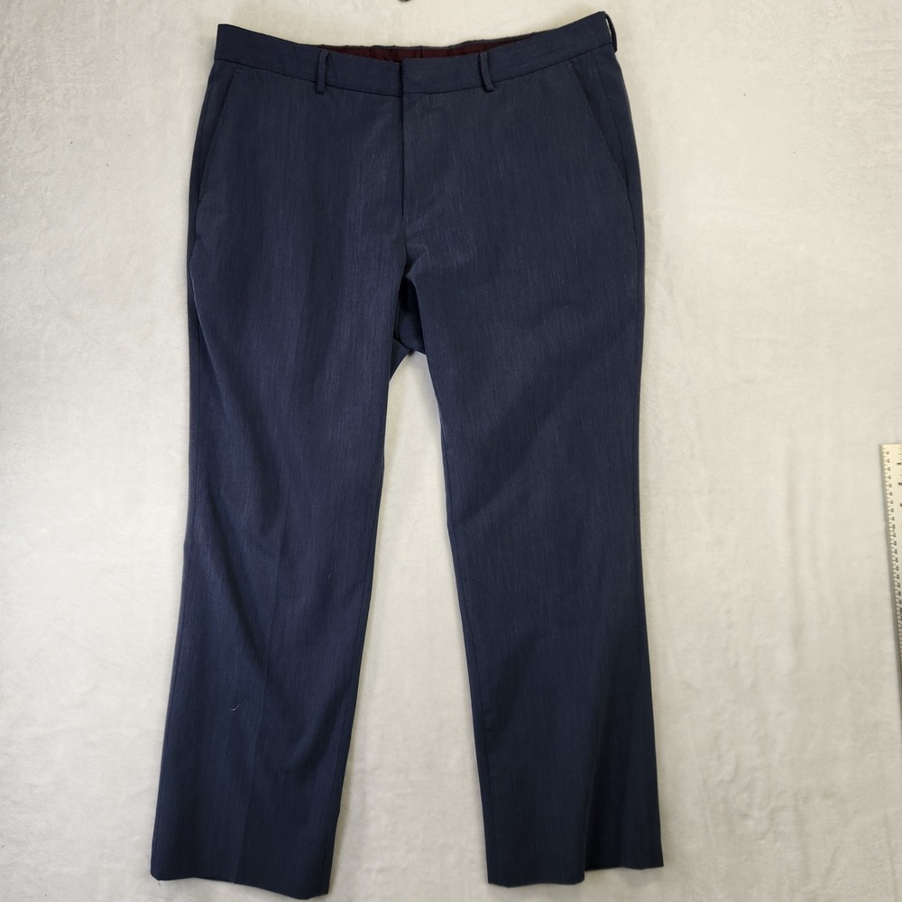 Egara Mens Blue‎ Stretch Dress Pants Flat Front Trousers 38x30 MW1P05F1